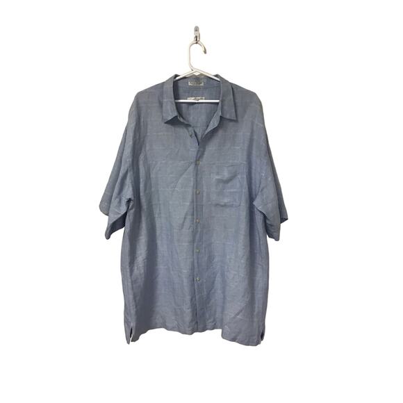 Geoffrey Beene Blue‎ Linen Button-up Shirt Men's Size XL - Picture 1 of 4